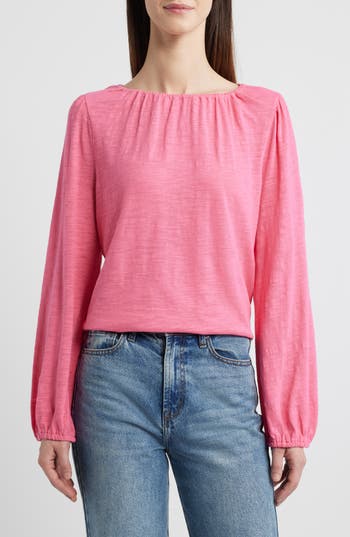 Caslon ® Gathered Neck Top In Pink