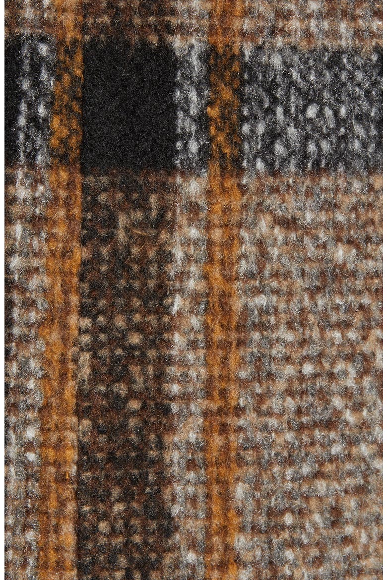Plaid Double Breasted Coat, Alternate, color, BROWN PLAID