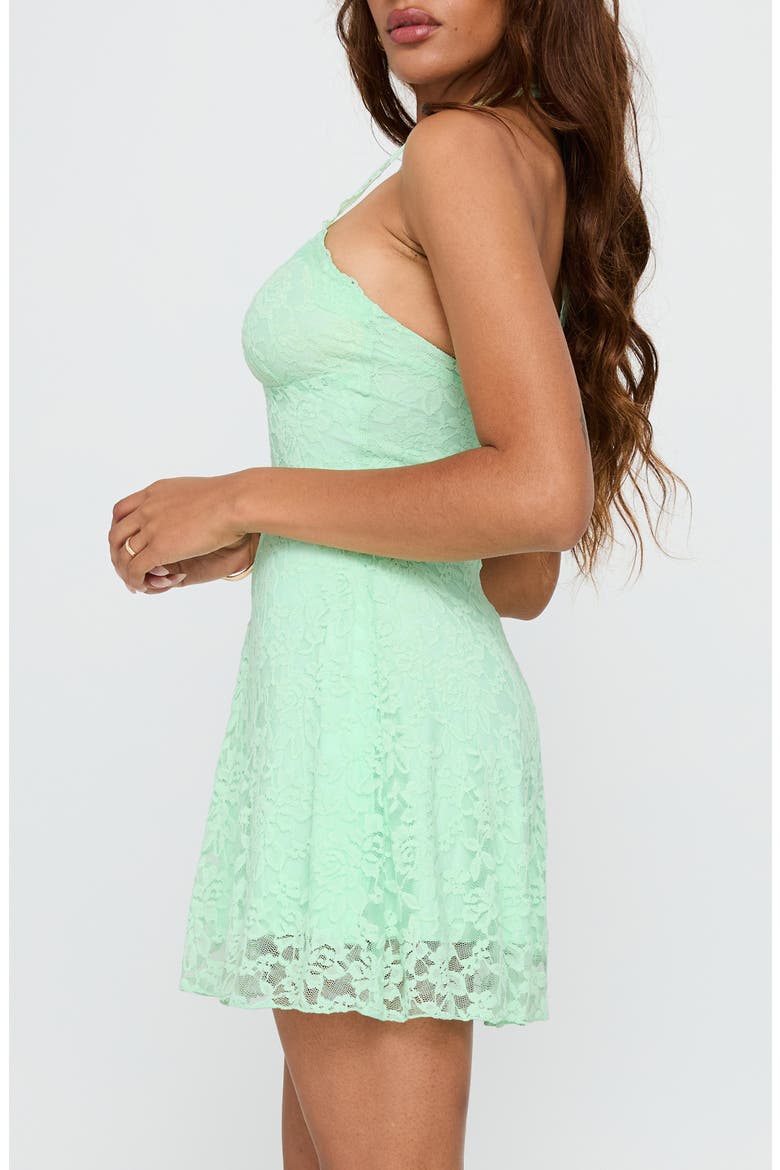 Lace Halter Minidress, Alternate, color, AQUA