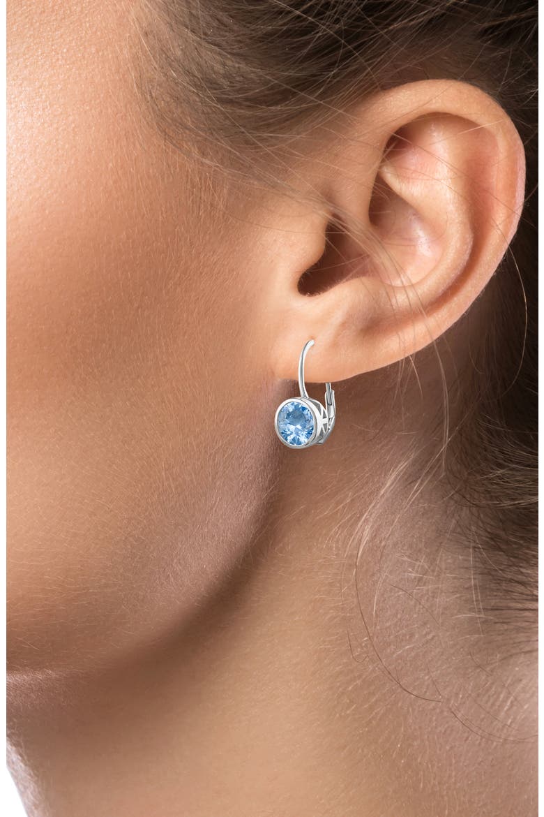 5ct. t.w. Bezel Cubic Zirconia Drop Earrings, Alternate, color, AQUAMARINE/ SILVER