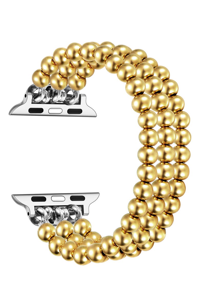 Posh Tech Nova Stainless Steel Beaded Band for Apple Watch, Alternate, color, Gold
