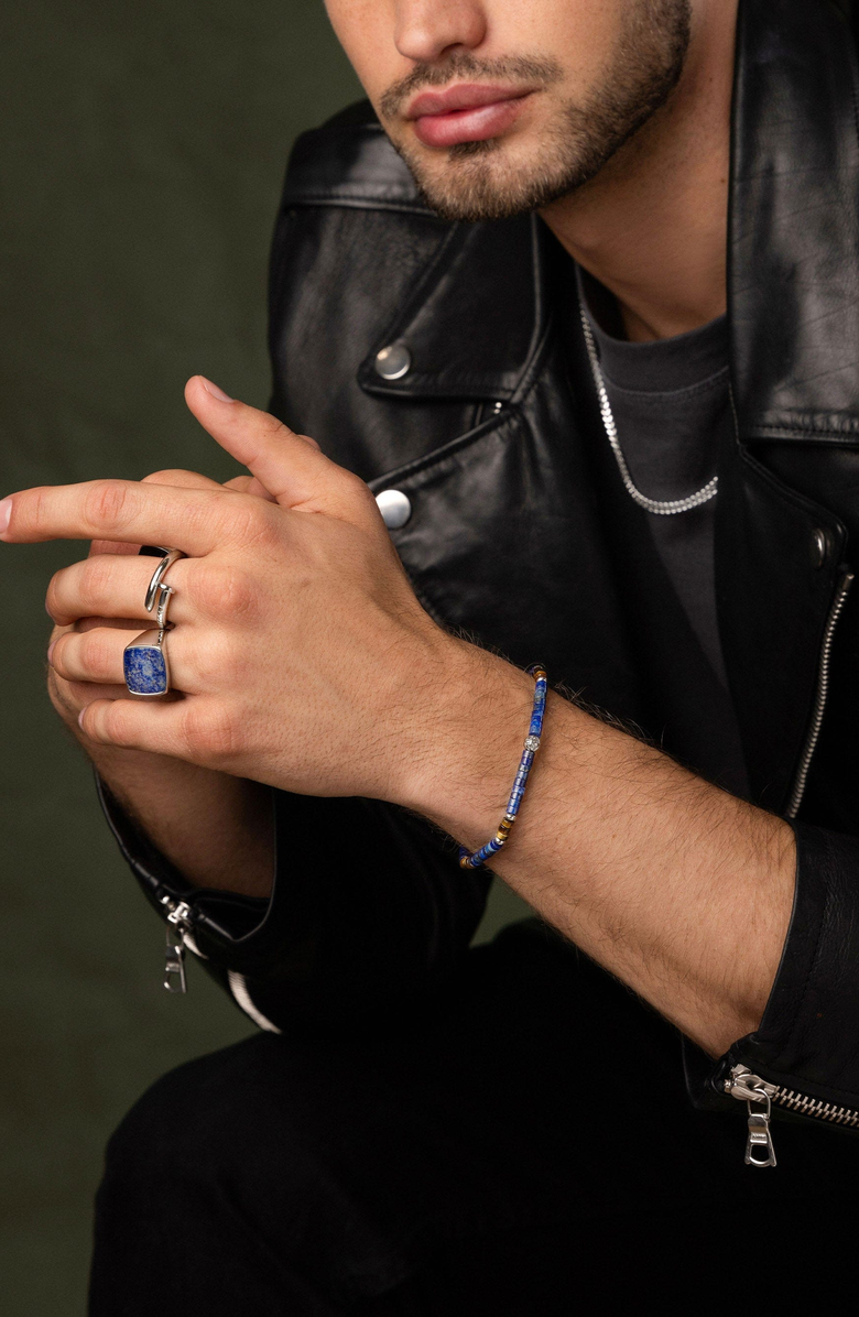 Nialaya Heishi Bead Lapis Tiger Eye Wristband, Alternate, color, Blue Lapis/Brown Tiger Eye