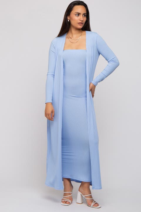 Ribbed Sleeveless Dress Cardigan Set