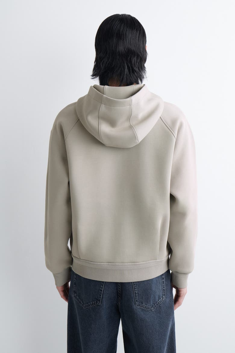 Cotton-Piqué Zip-Up Hoodie, Alternate, color, BEIGE