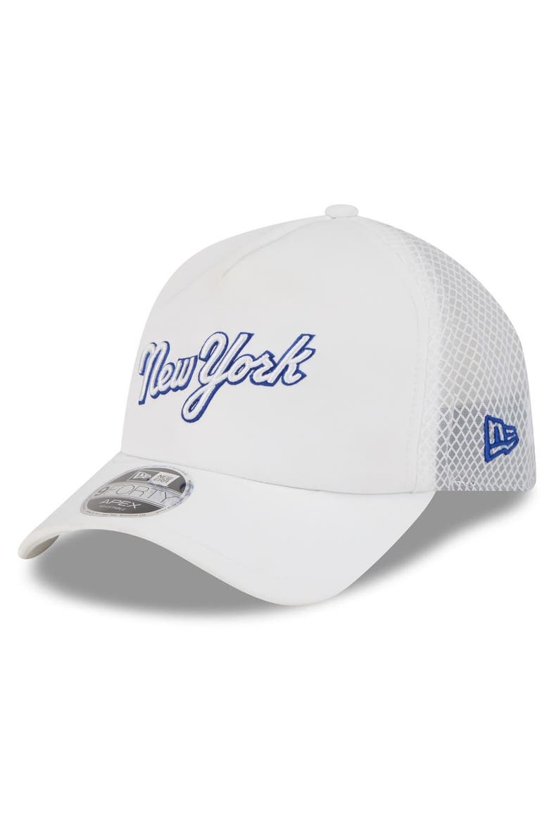 Men's New Era White New York Mets 2026 Batting Practice Apex 9FORTY Adjustable Trucker Hat, Main, color, White
