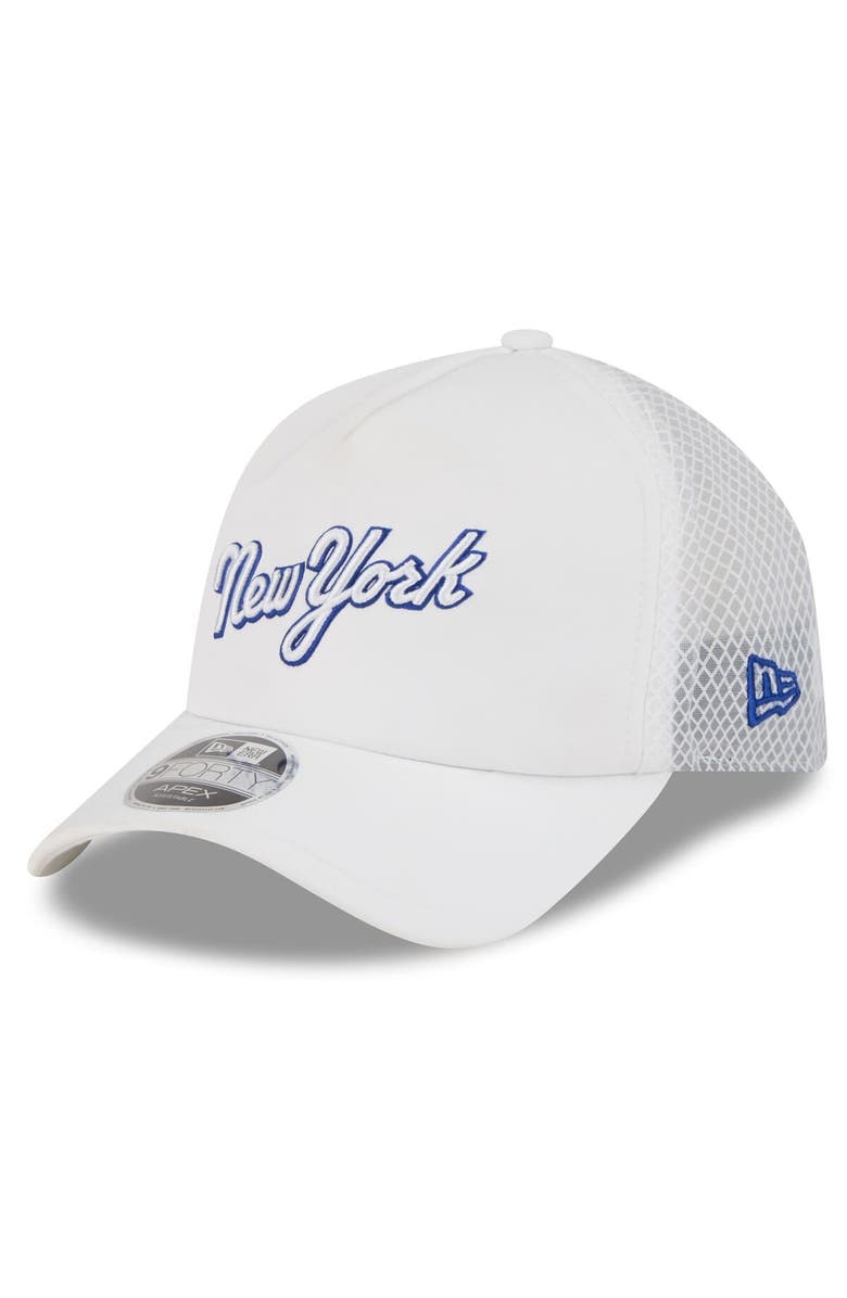 New Era Men's New Era White New York Mets 2026 Batting Practice Apex 9FORTY Adjustable Trucker Hat, Main, color, White
