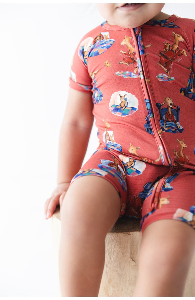Charlie Lou Baby<sup>®</sup> Llama Llama Red Pajama Zipper Shortie Romper, Alternate, color, Red