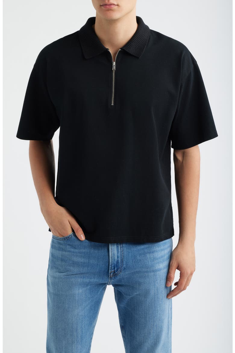 Half Zip Polo, Main, color, BLACK