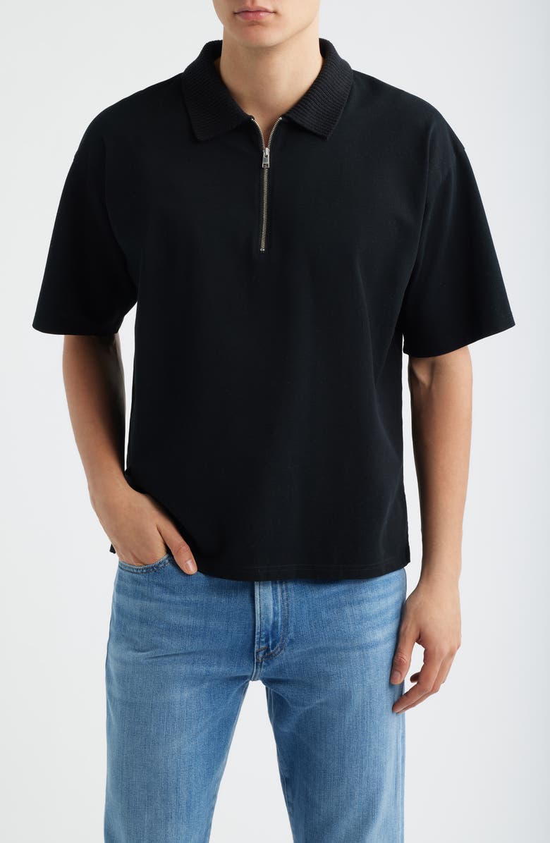FRAME Half Zip Polo, Main, color, Black