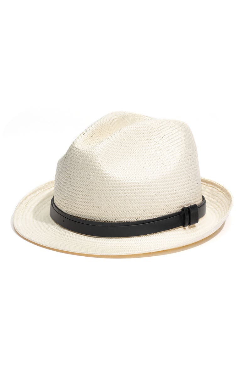 Leather Belt Fedora, Main, color, NATURAL BLACK