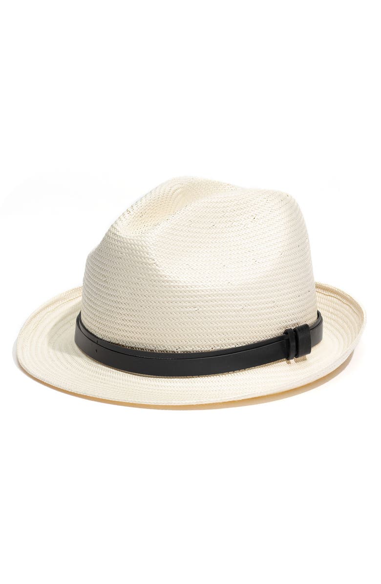 Halogen<sup>®</sup> Leather Belt Fedora, Main, color, 