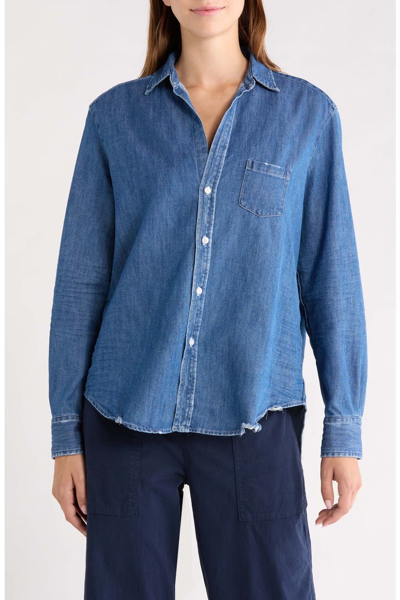 Eileen Relaxed Denim Button-Up Shirt, Main, color, DISTRESSED INDIGO WASHED DENIM