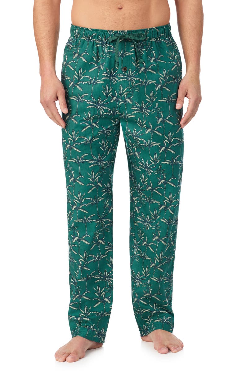 Tommy Bahama Woven Cotton Drawstring Pajama Pants, Main, color, Green