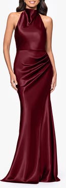 Betsy & Adam Charmeuse Halter Dress