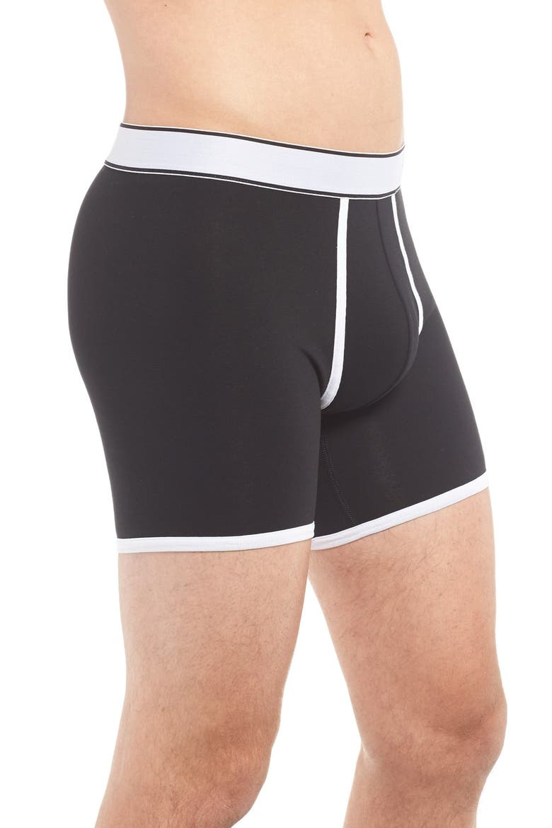 Wade Stretch Cotton Boxer Briefs, Alternate, color, BLACK