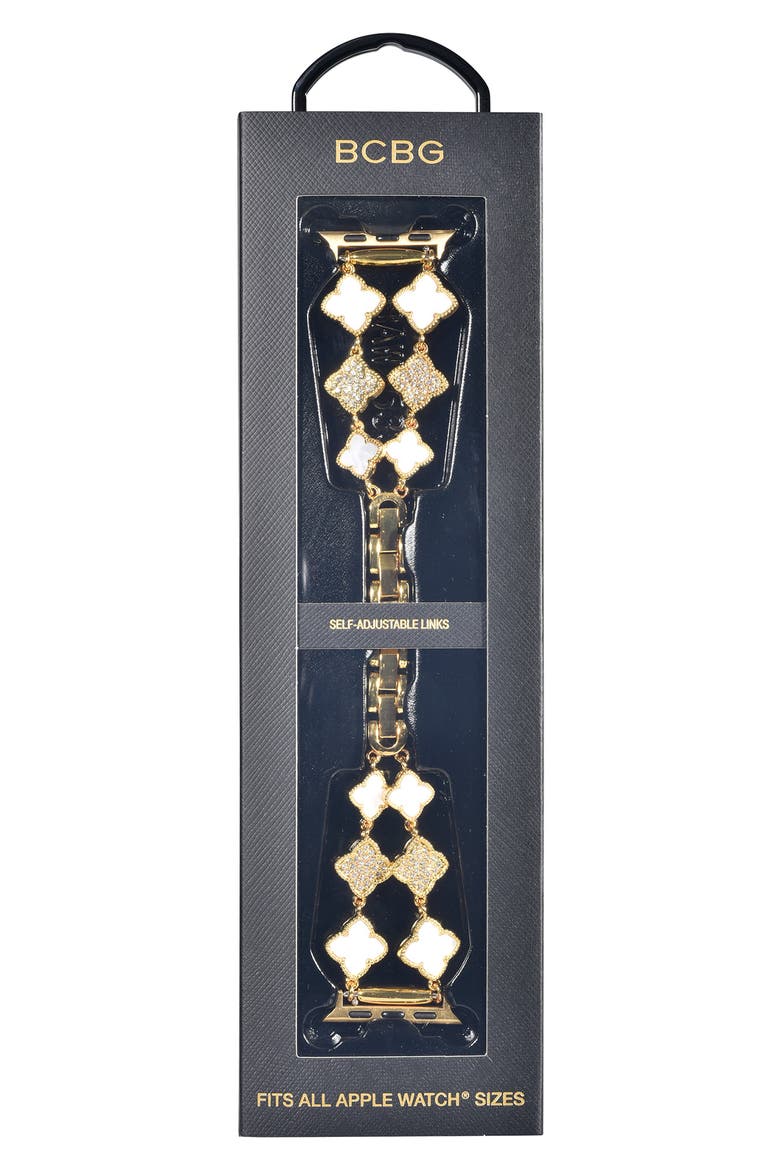 Universal Fit Double Clover Link Bracelet Apple Watch® Watchband, Alternate, color, GOLD