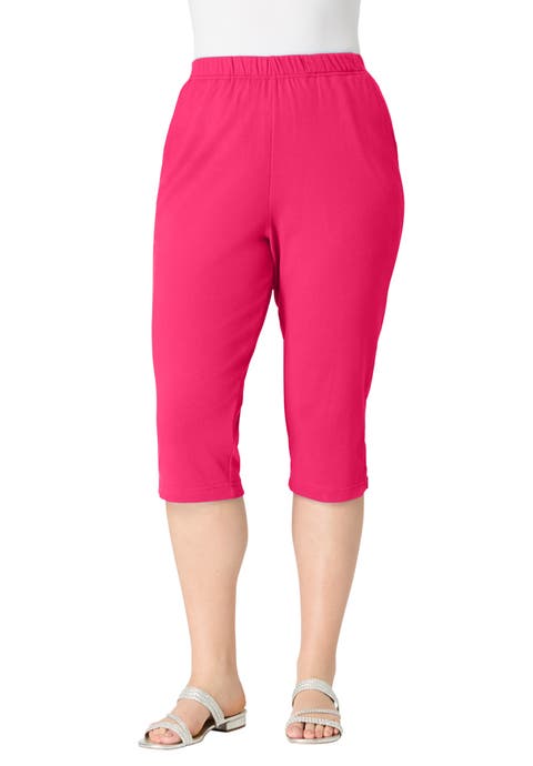 Plus Size Soft Knit Relaxed Pull-On Capri Pant (Plus)