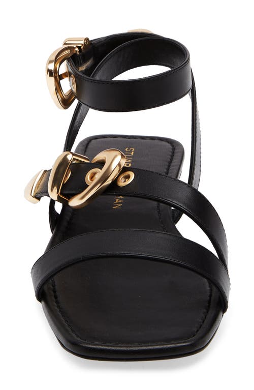Stuart Weitzman Maven Leather Buckle Flat Sandals
