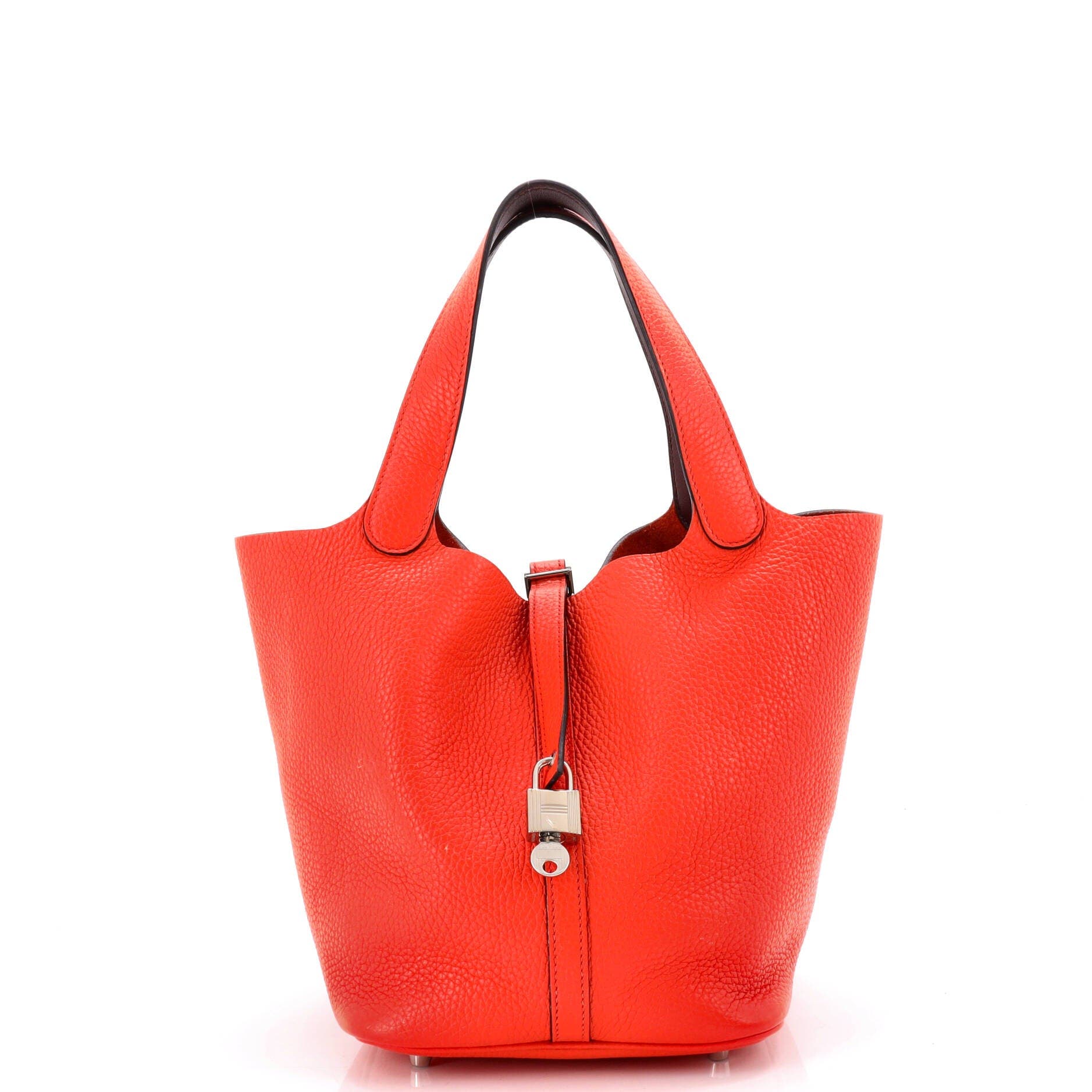 Pre-Owned Hermes Eclat Picotin Lock Bag Clemence MM, Main, color, Orange Poppy