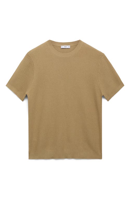 Mango Textured Cotton Knit T-shirt In Neutral