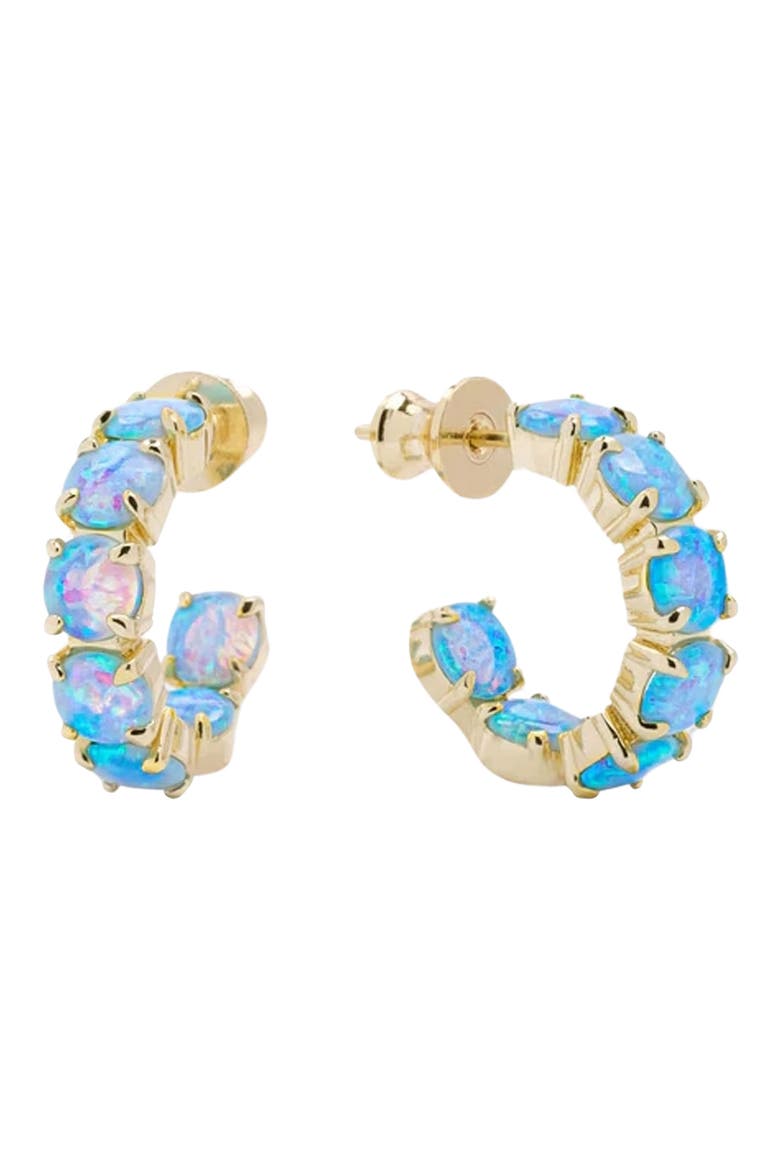 Oh She Fancy Opal Inside Out Huggie Hoop Earrings, Main, color, BLUE OPAL/ GOLD
