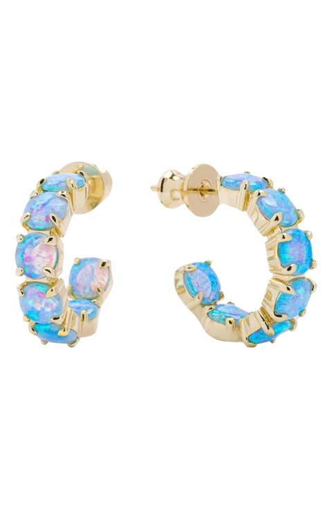 Oh She Fancy Opal Inside Out Huggie Hoop Earrings