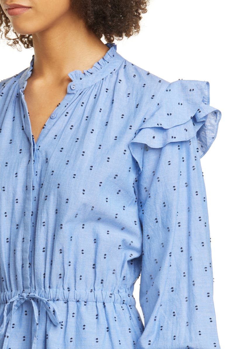 Joie Monesa Ruffle Long Sleeve Cotton Dress, Alternate, color, 