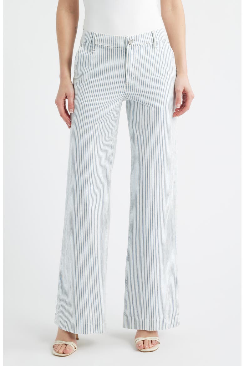 Keren High Waist Stripe Wide Leg Stretch Cotton Pants, Main, color, IVORY MULTI