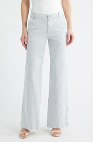 KOBI HALPERIN Keren High Waist Stripe Wide Leg Stretch Cotton Pants