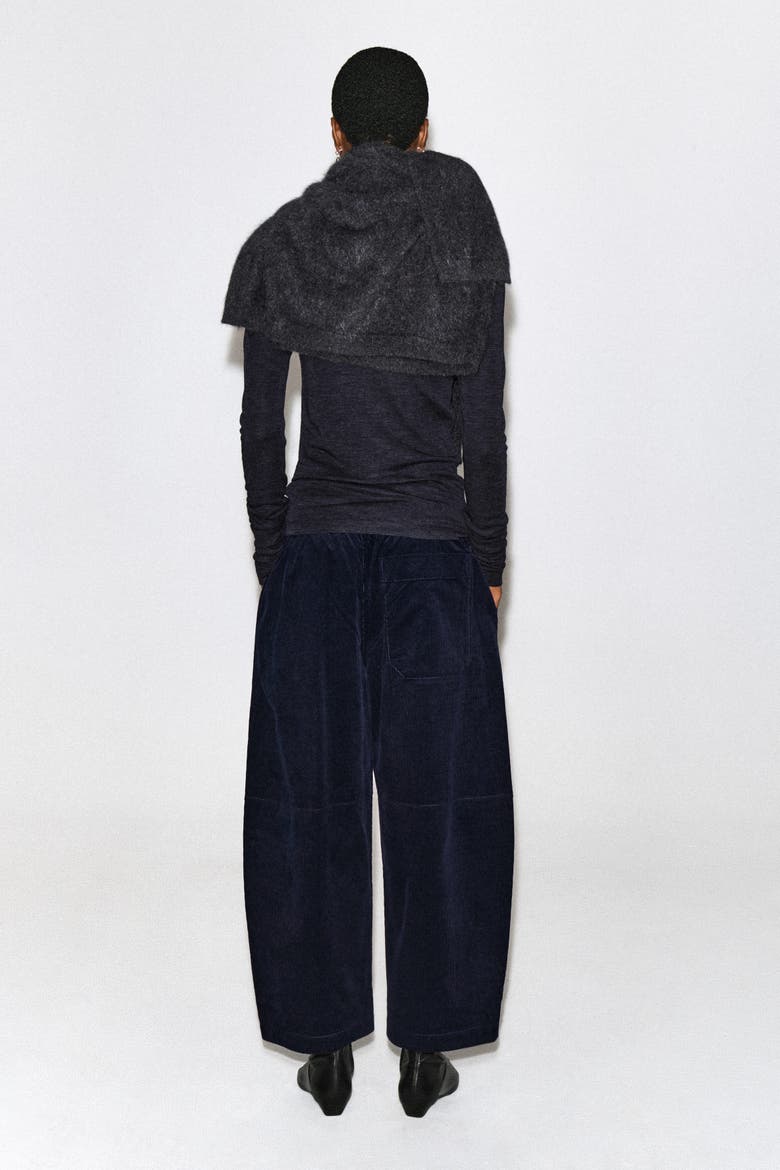 Corduroy Barrel-leg Drawstring Pants, Alternate, color, NAVY