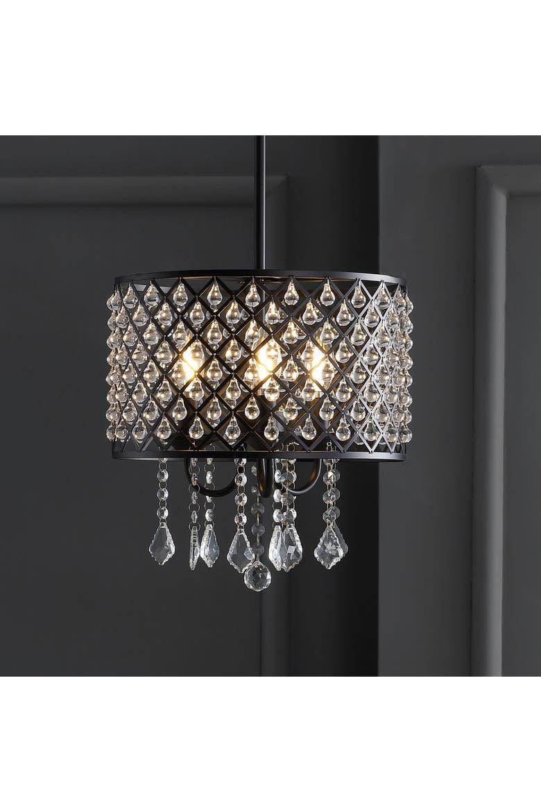 Gigi Metal/Crystal Adjustable LED Drop Chandelier, Alternate, color, Black