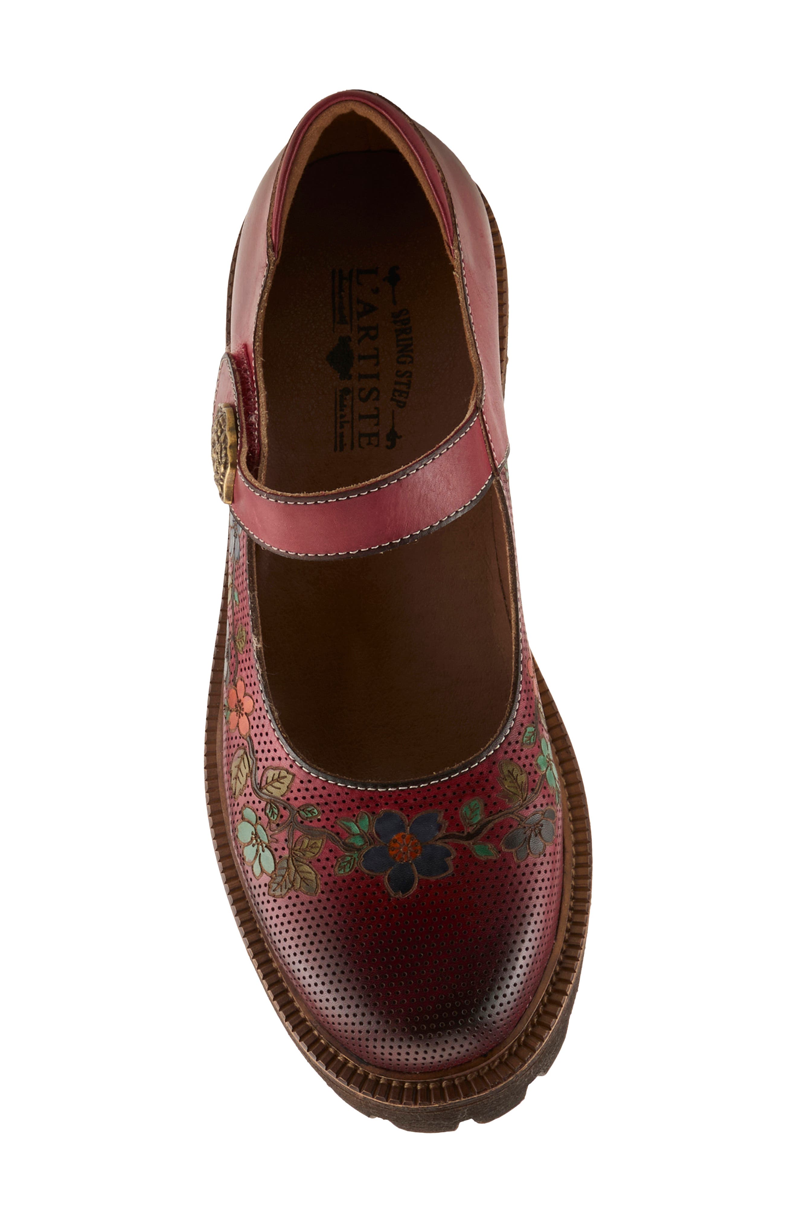 Danuella Platform Mary Jane, Alternate, color, DARK RED MULTI