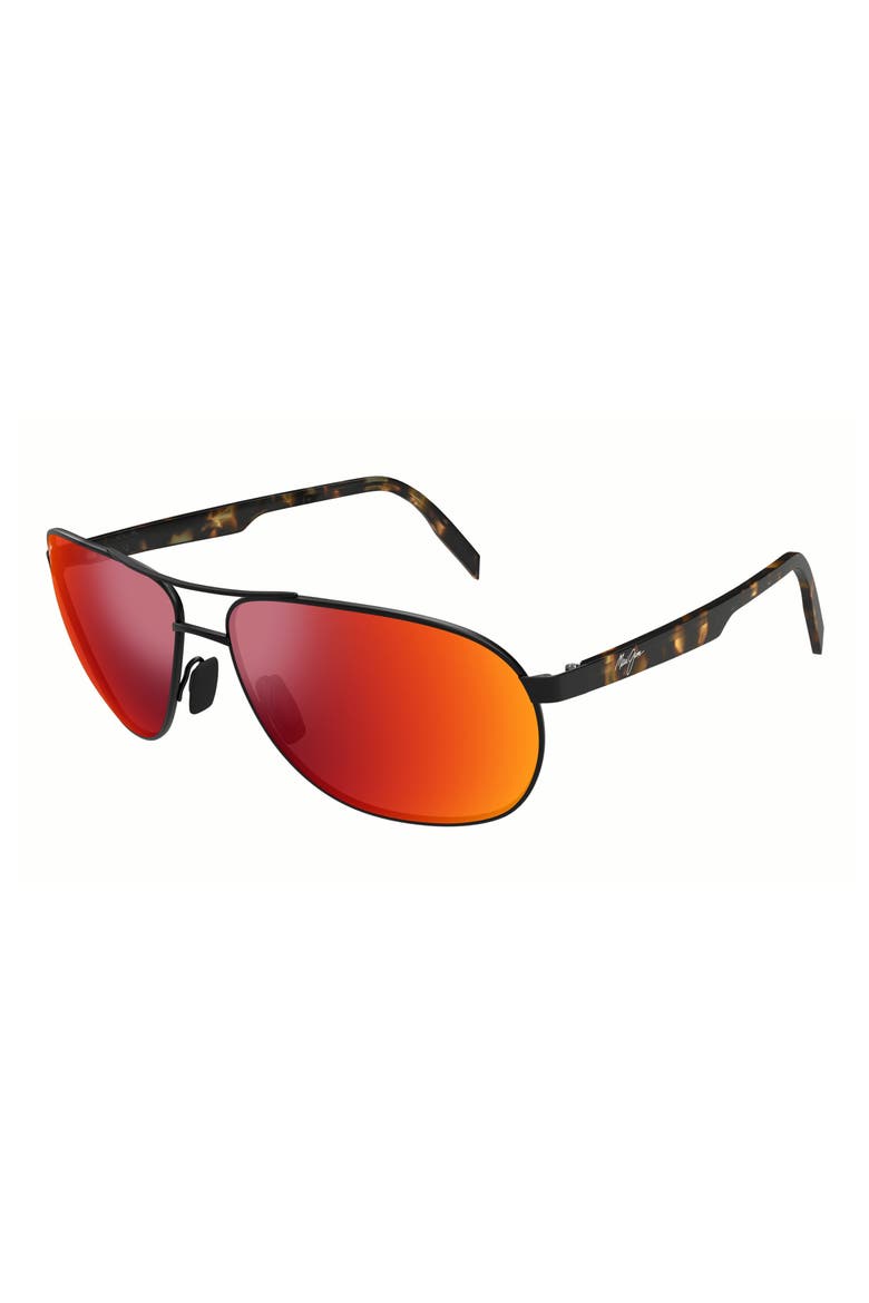 Castles 61mm PolarizedPlus2® Aviator Sunglasses, Alternate, color, BLACK/ HAWAII LAVA
