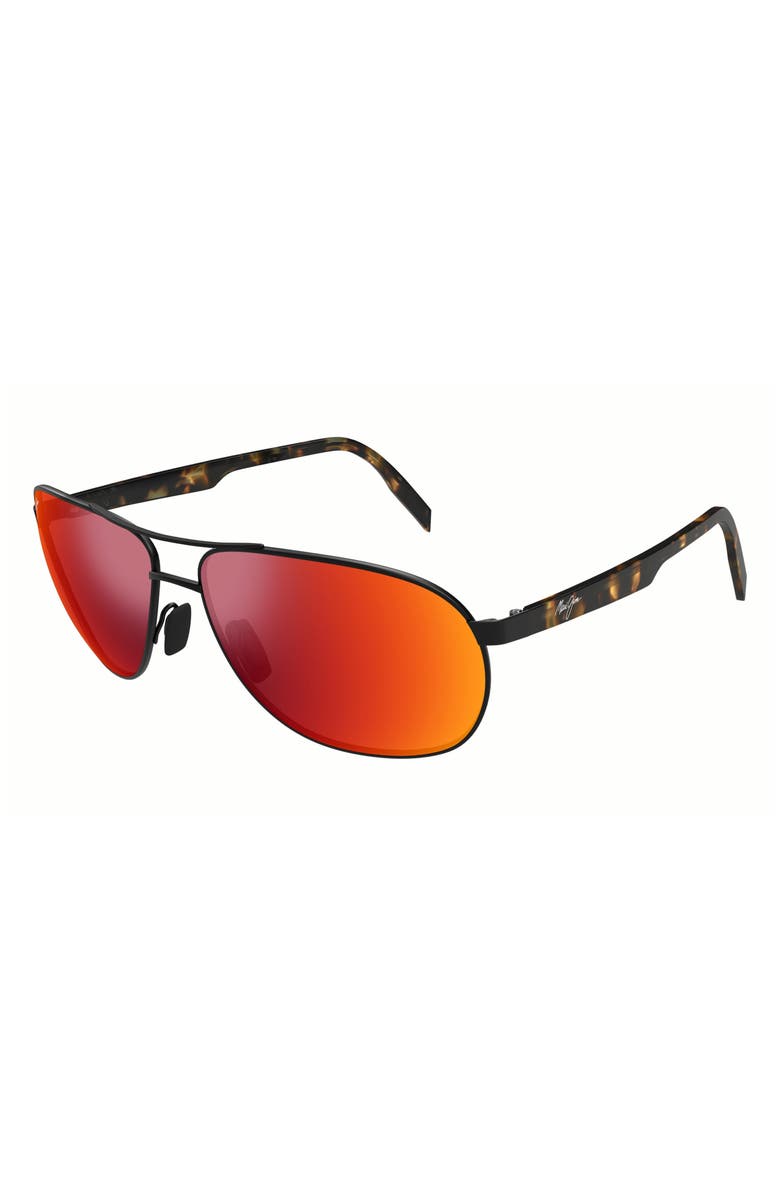 Maui Jim Castles 61mm PolarizedPlus2<sup>®</sup> Aviator Sunglasses, Alternate, color, Black/ Hawaii Lava