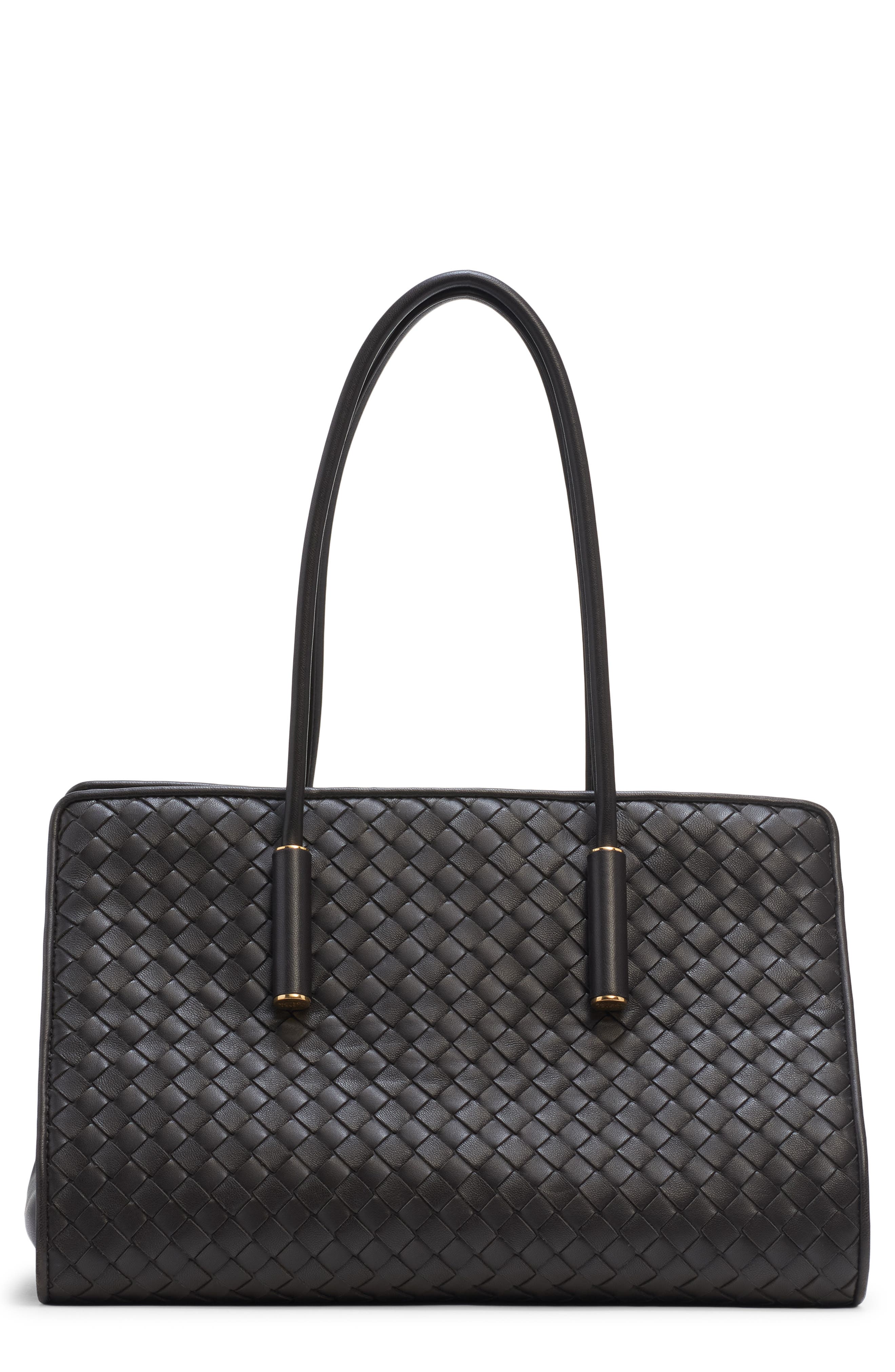 Bottega Veneta Barbara Intrecciato Leather Tote, Main, color, 1007 Black-Brass Vibrato