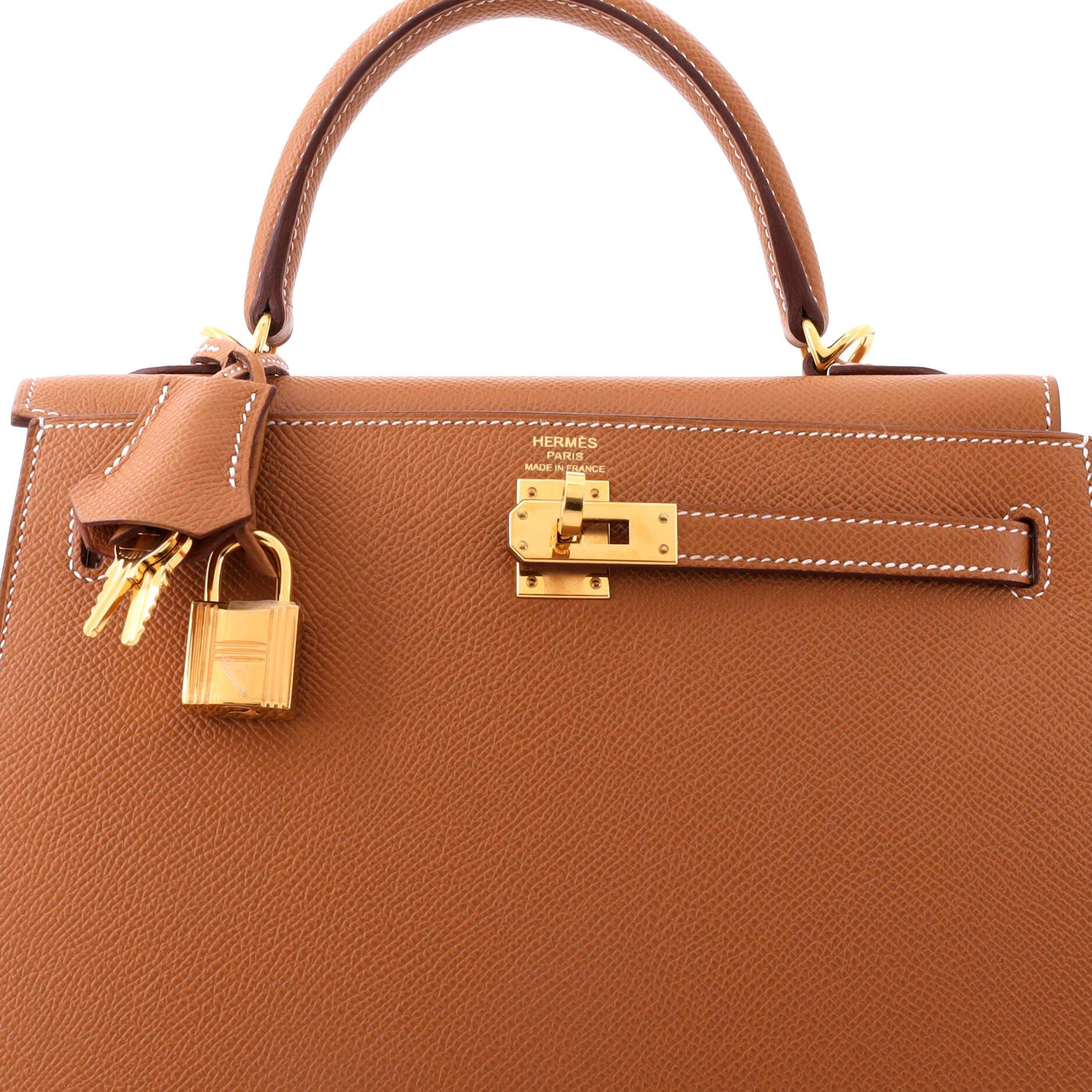 Pre-Owned Hermes Kelly Handbag Brown Epsom with Gold Hardware 25, Alternate, color, Gold