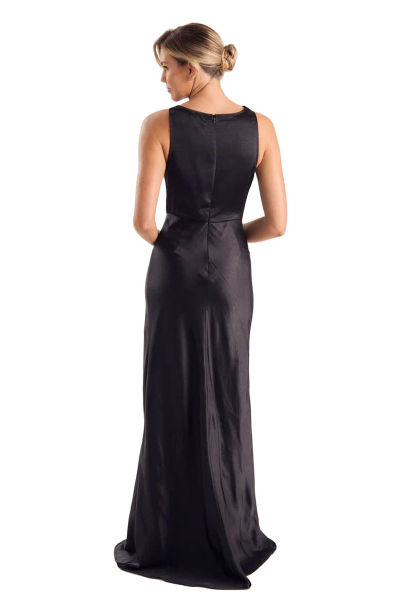 Six Stories Cowl Front Satin Bridesmaid Dress, Alternate, color, Black
