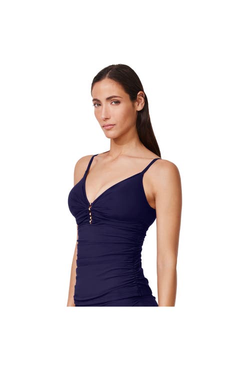 Tutti Frutti V-Neck Gold Beaded Tankini Top