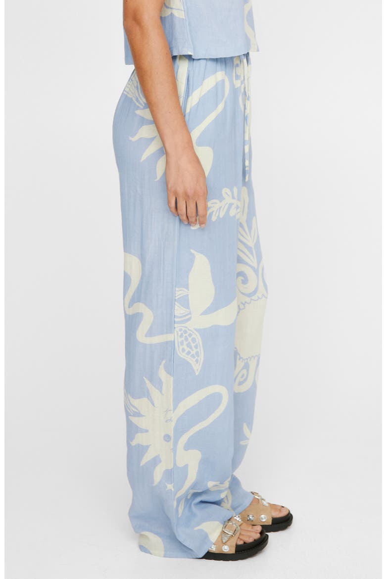Print Straight Leg Cotton Drawstring Pants, Alternate, color, BLUE