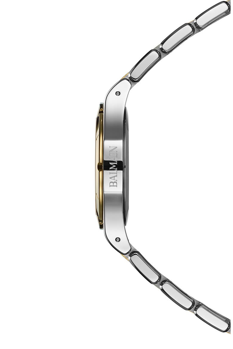 Be Balmain Diamond Moon Phase Bracelet Watch, 33mm, Alternate, color, STAINLESS STEEL/ YELLOW GOLD