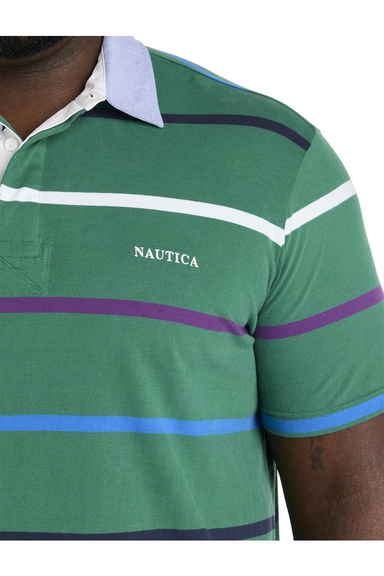 Big & Tall Striped Rugby Polo Shirt, Alternate, color, GREENLEAF