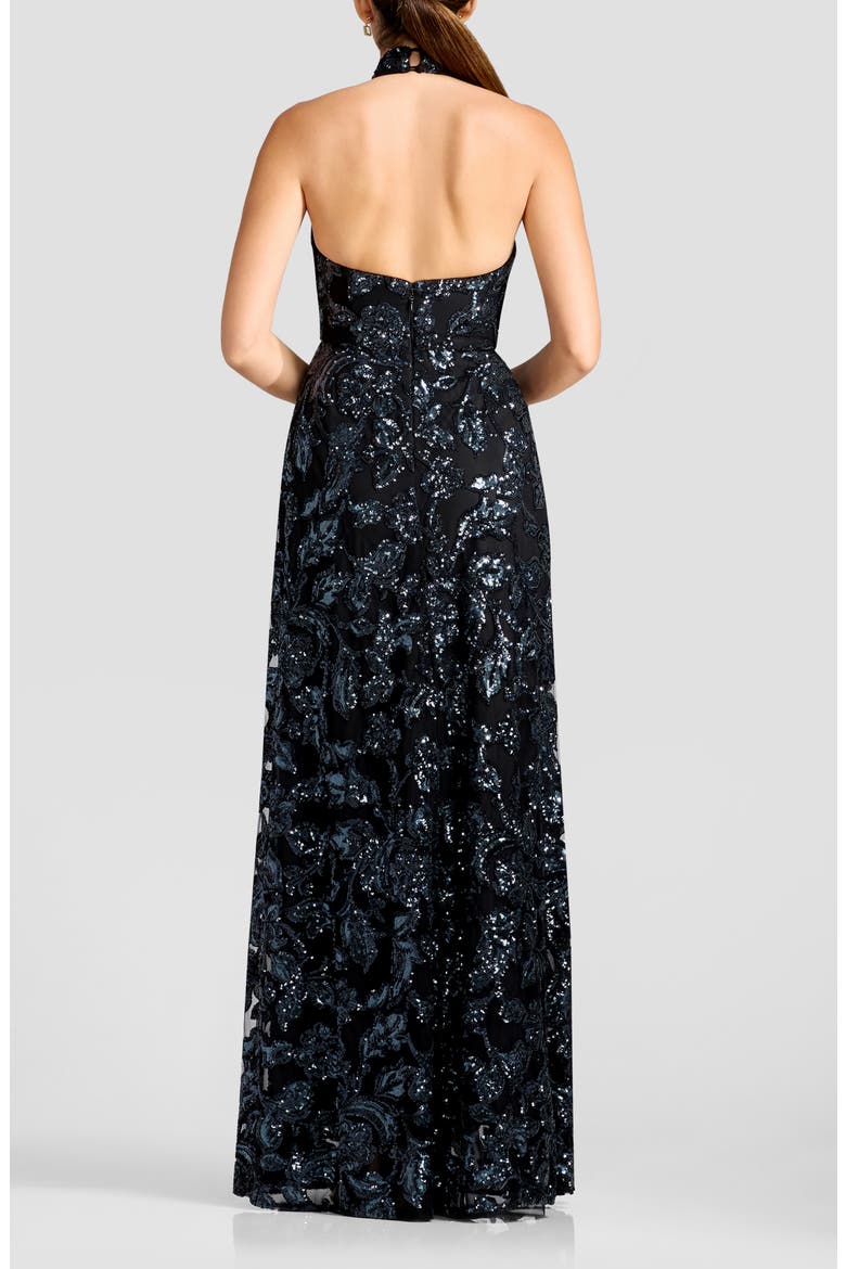 Manon Sequin Halter Gown, Alternate, color, BLACK MULTI