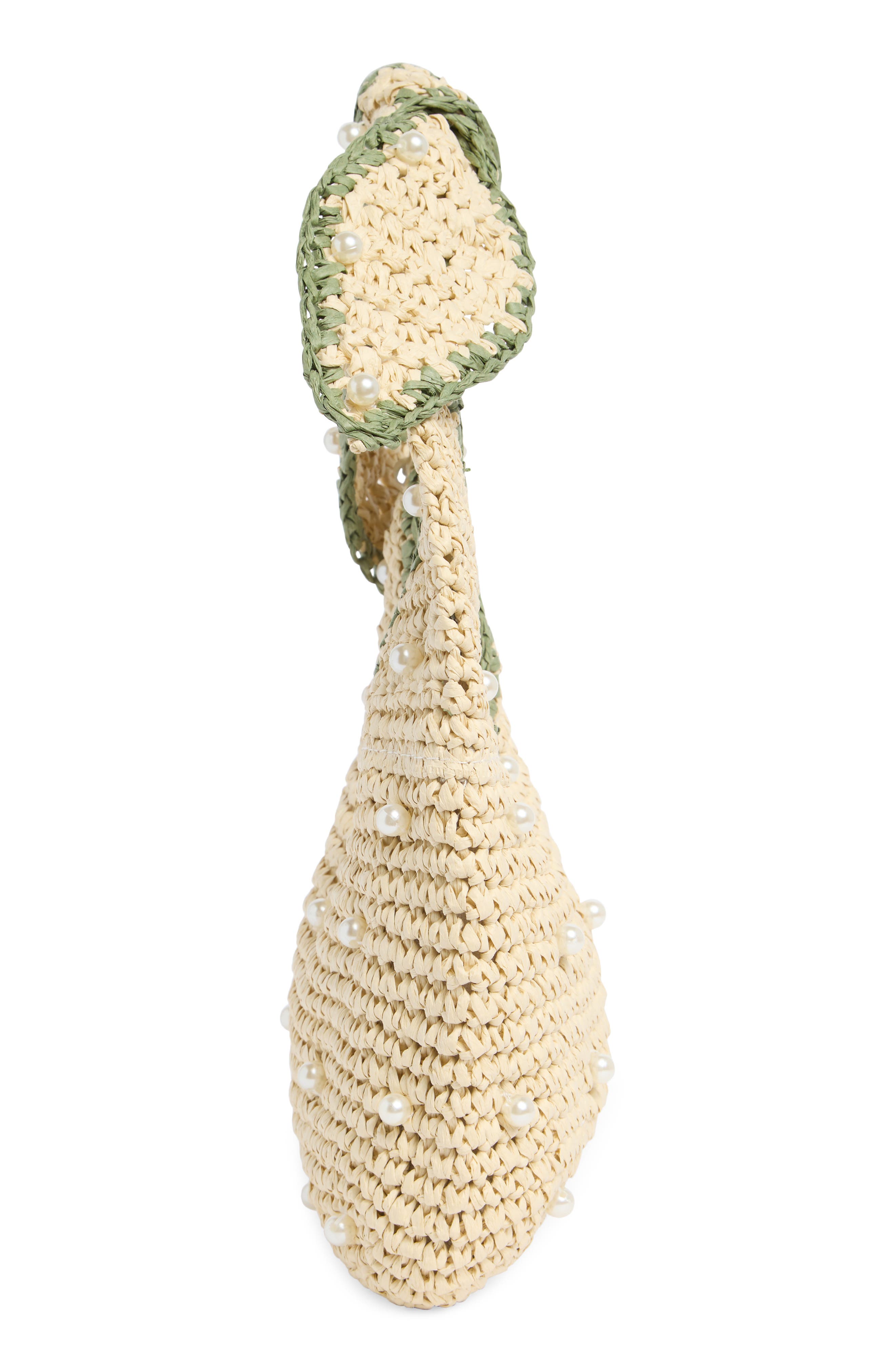 ALESSIA BIANCHI Faux Pearl Shoulder Bag, Alternate, color, Off White/ Lime