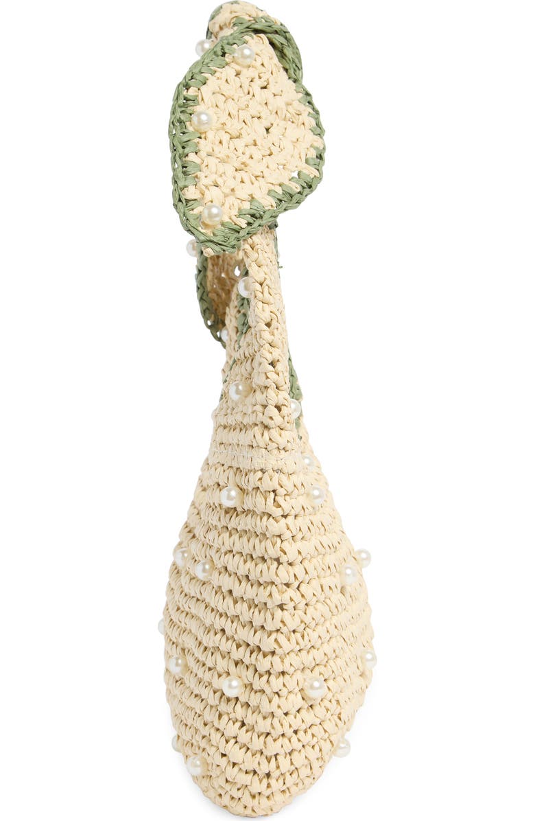 ALESSIA BIANCHI Faux Pearl Shoulder Bag, Alternate, color, Off White/ Lime