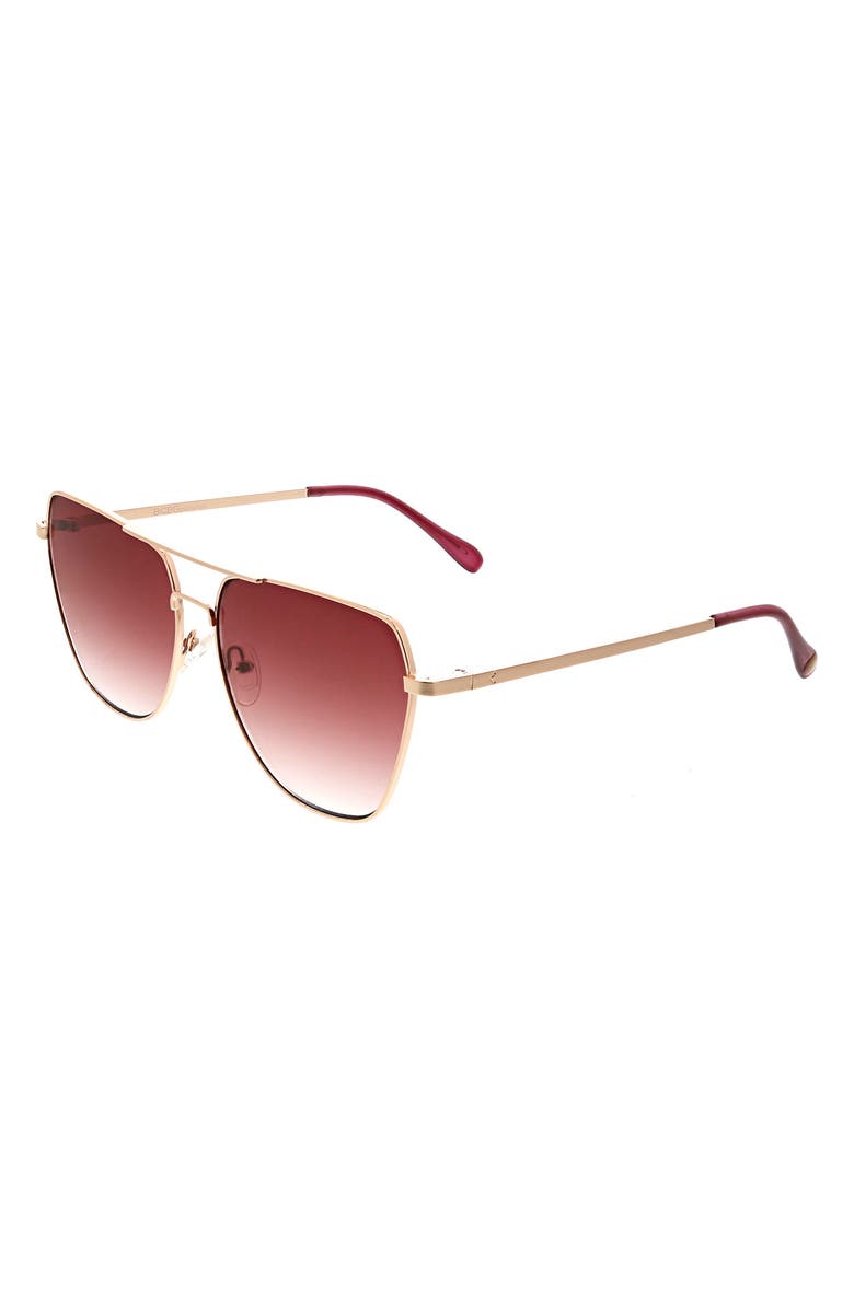 BCBG 62mm Modern Geometric Aviator Sunglasses, Main, color, Rose Gold