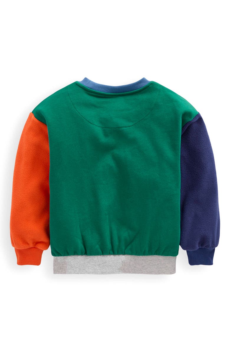 Mini Boden Kids' Colorblock Sweatshirt, Alternate, color, Alpine Green Colourblock