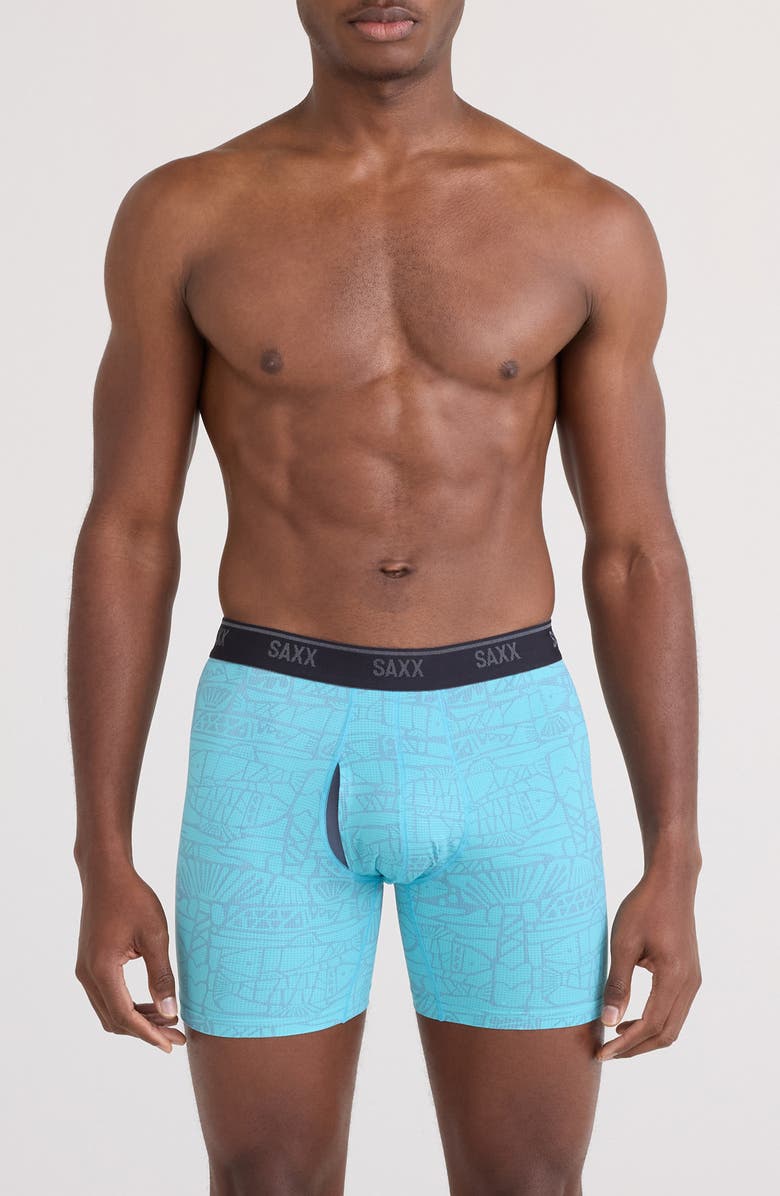 SAXX Quest Quick Dry Mesh Boxer Briefs, Main, color, Tile Fish-Sea Level