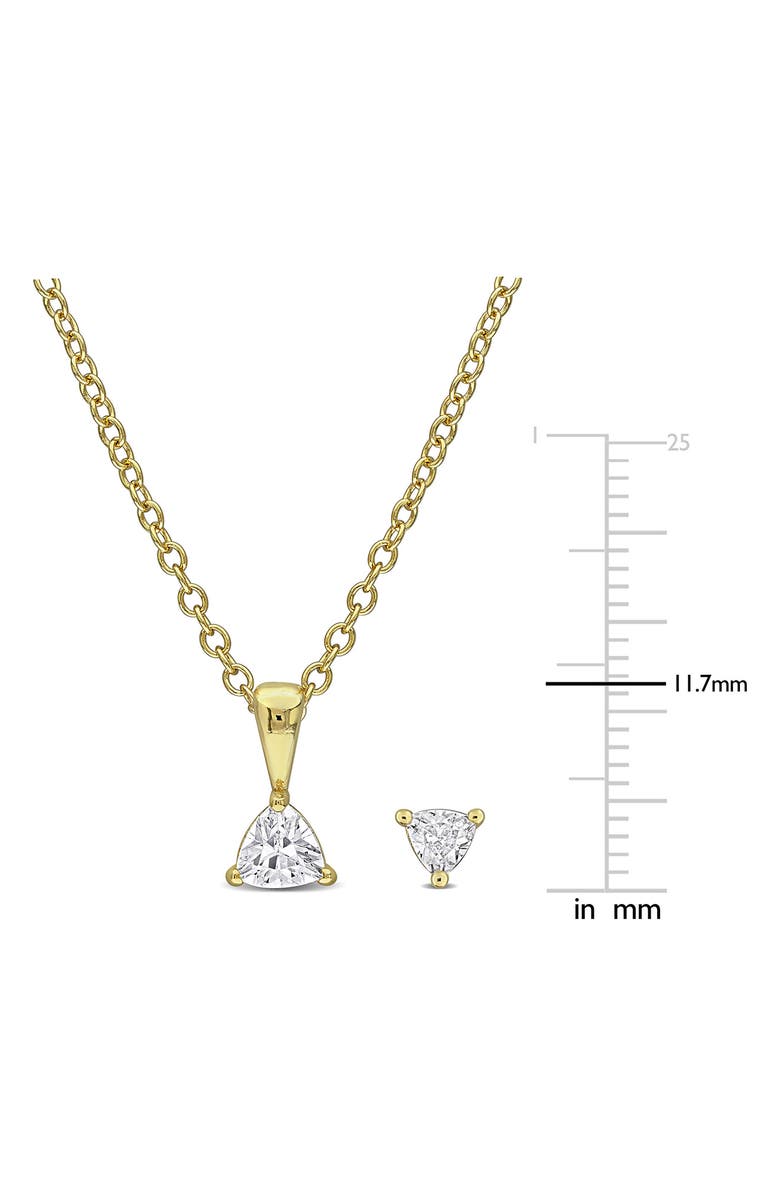DELMAR Trillion Cut Cubic Zirconia Stud Earrings & Pendant Necklace Set, Alternate, color, White