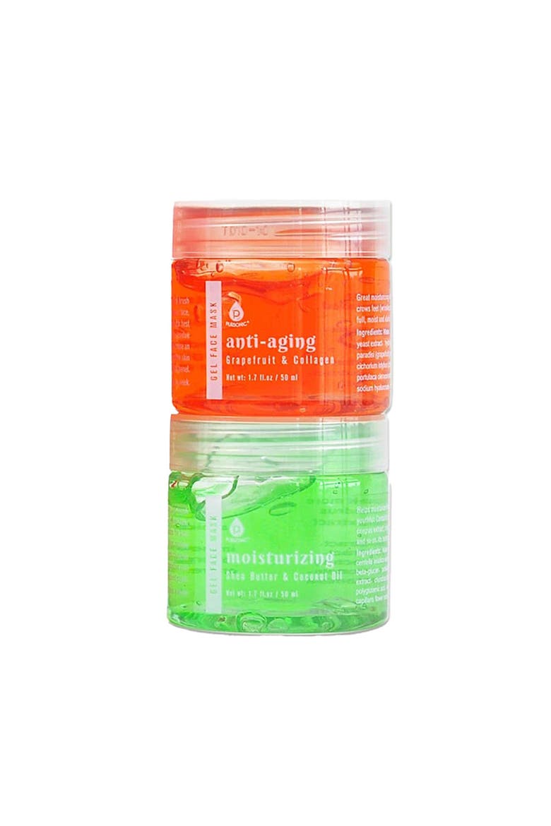 2 Pack Facial Therapy Gel Face Mask with Mask Applicator, Main, color, Multicolor