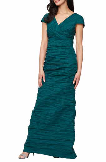 Alex Evenings Crinkle Stretch Taffeta Mermaid Gown